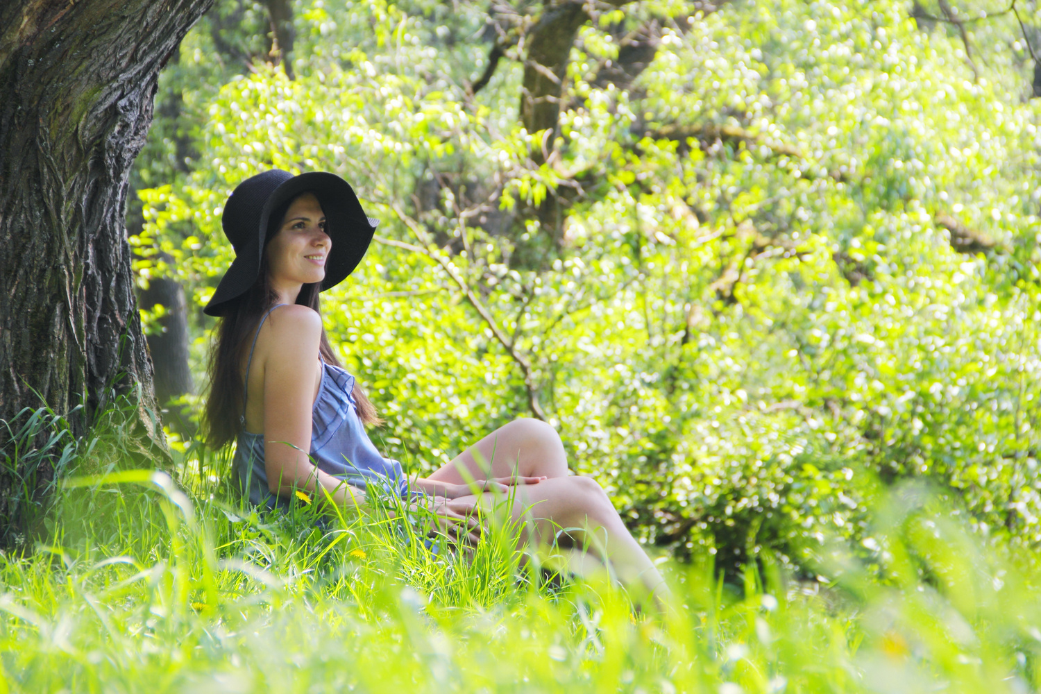 woman in nature happy
